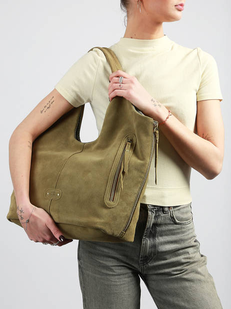 Schoudertas Vintage Leder Mila louise Beige vintage 23030V ander zicht 1